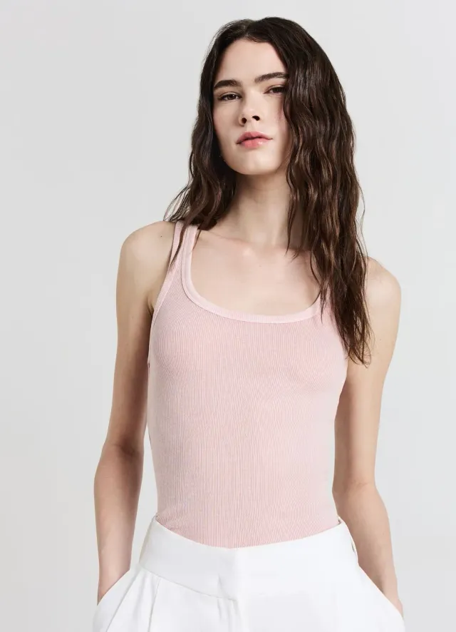 Calliope top côtelé femme col large coton