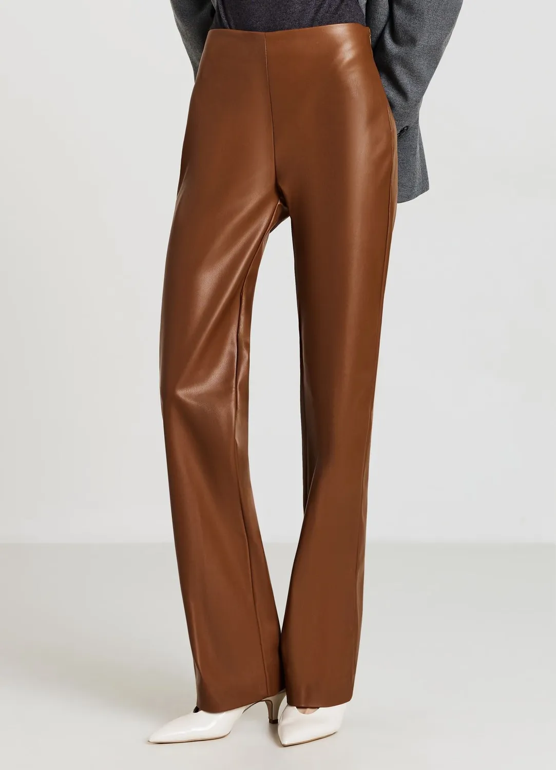 Calliope straight pantalon femme effet cuir noir
