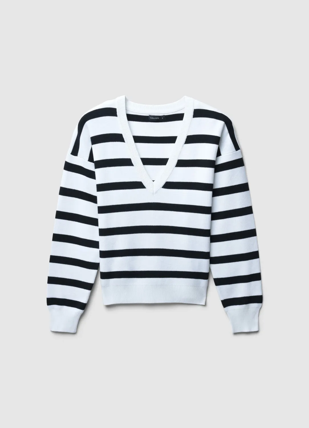 Calliope pull col V rayé femme manches longues