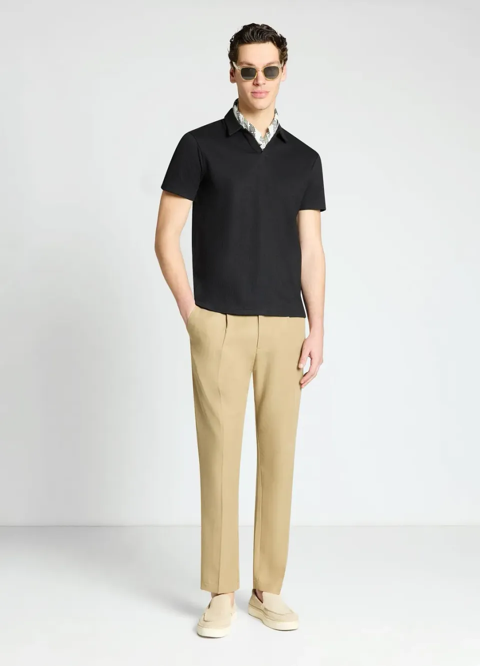 Calliope Polo Col V T-shirt homme regular goffré