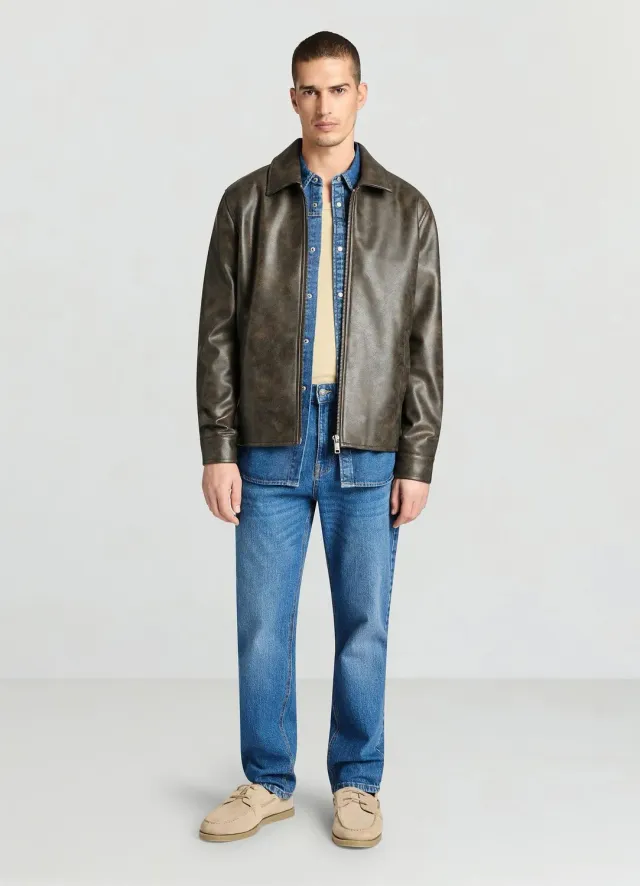 Calliope blouson homme similicuir effet usé zippé