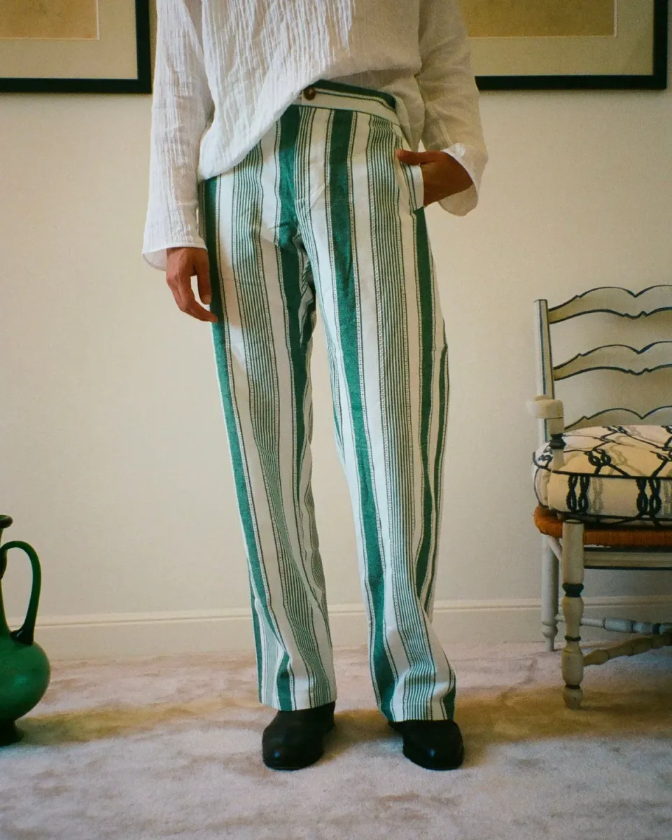 Erevan Capon Rayures Vert pantalon coton été