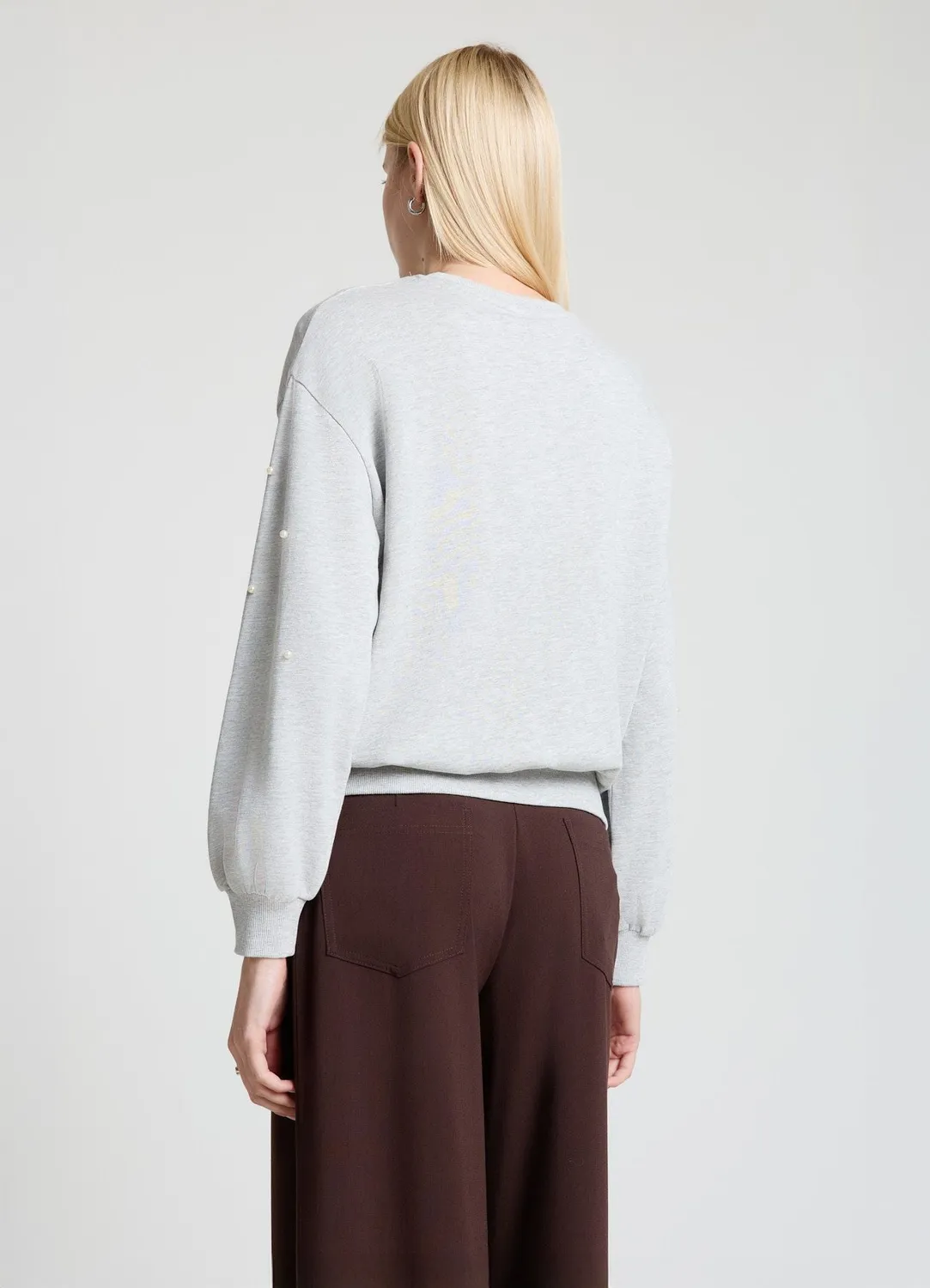 Calliope sweat perles femme col rond manches longues