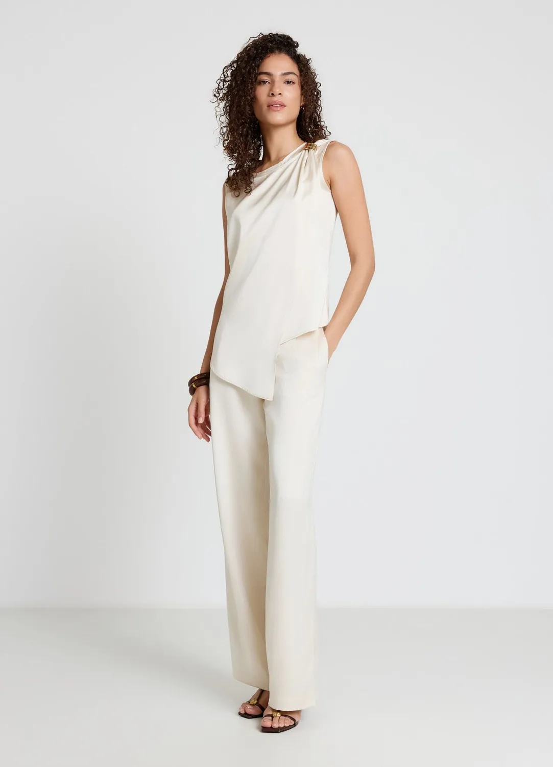 Calliope Top Asymétrique Simili-Satin Femme Boucle