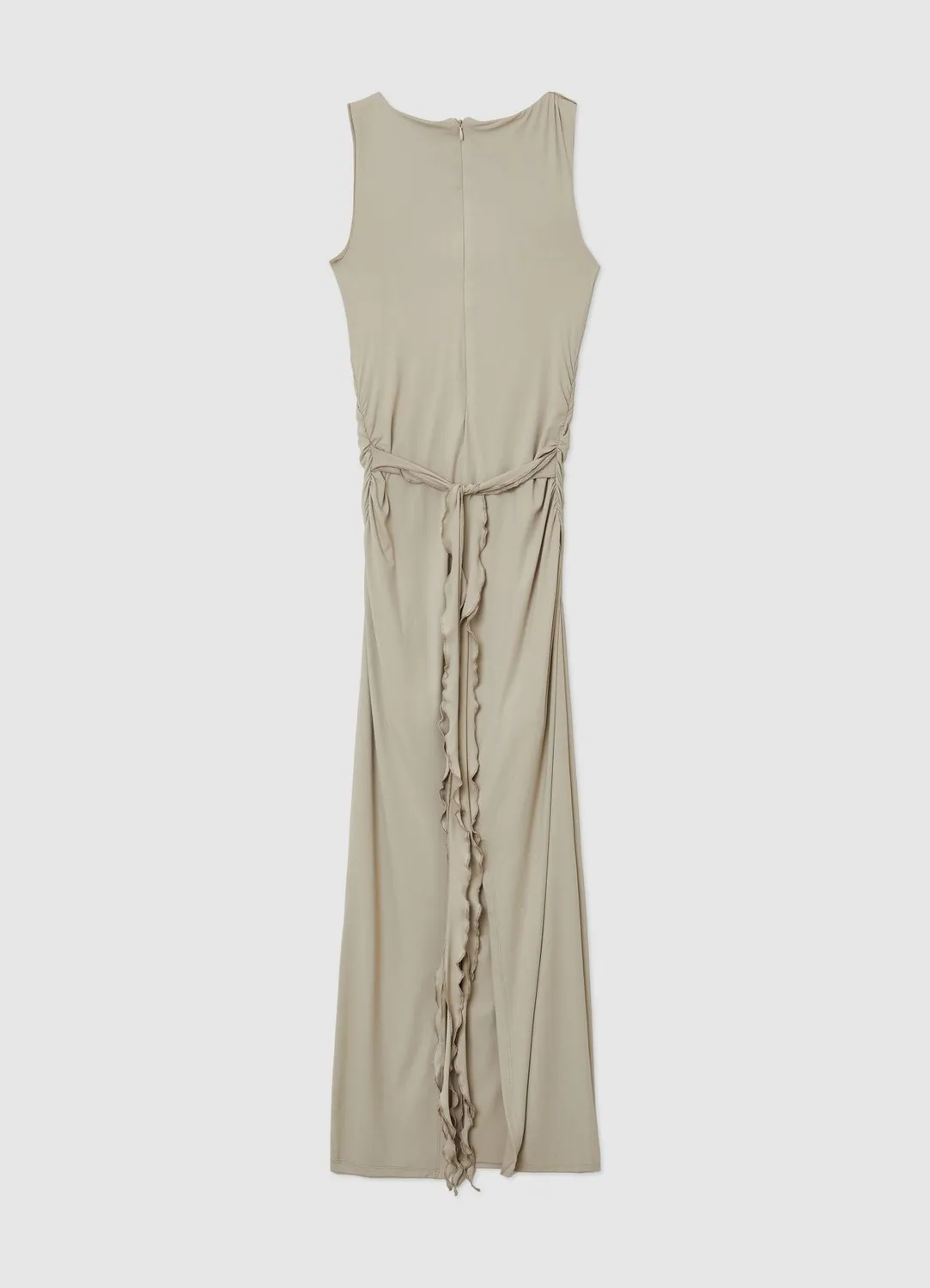 Calliope robe longue femme volants sans manches fente