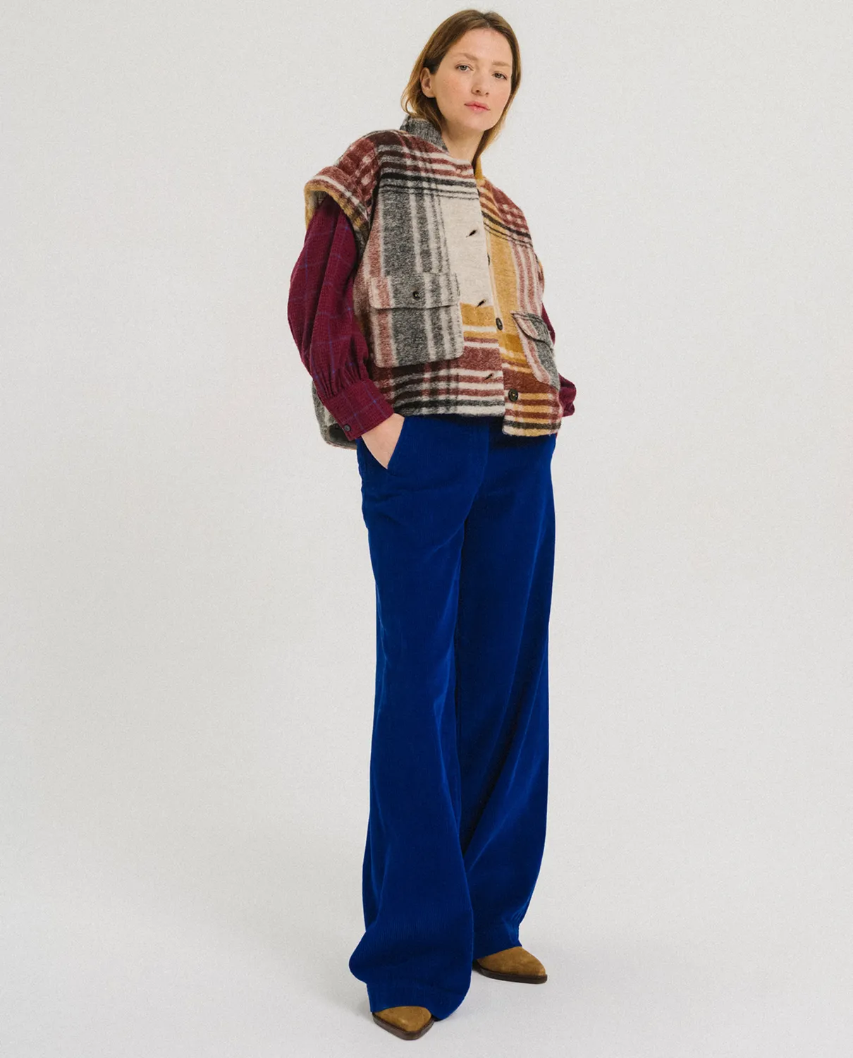 Tinsels Fedel pantalon velours klein brodé