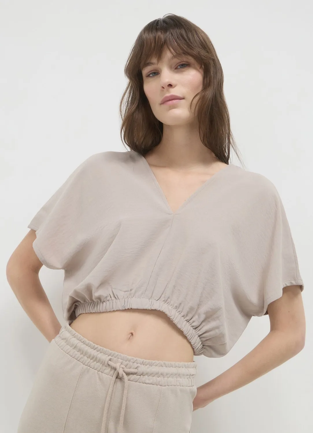 Calliope blouse femme col V manches courtes