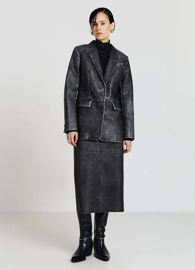 Calliope monopetto similpelle veste femme col à revers