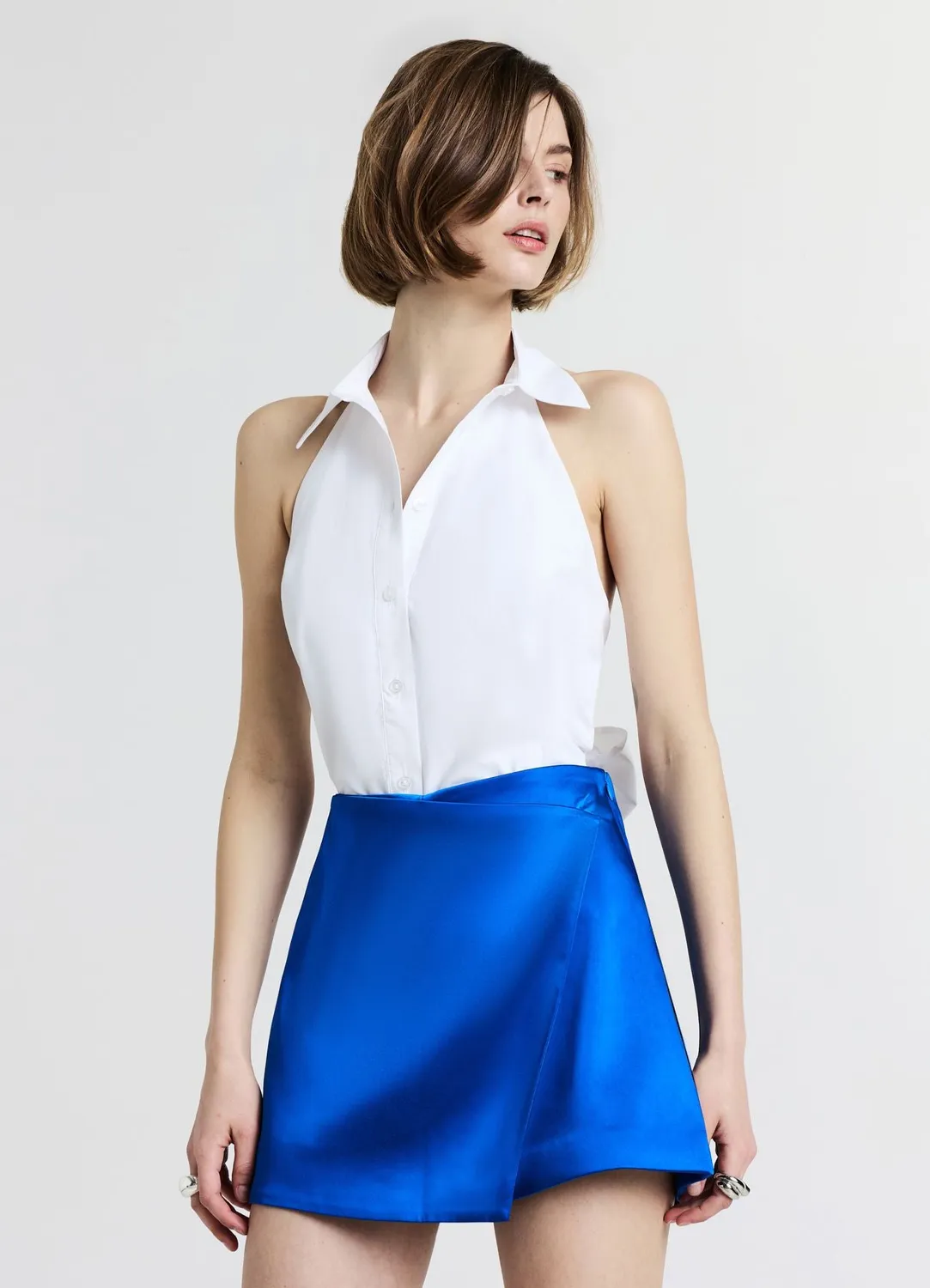 Calliope top chemise femme licou uni en coton