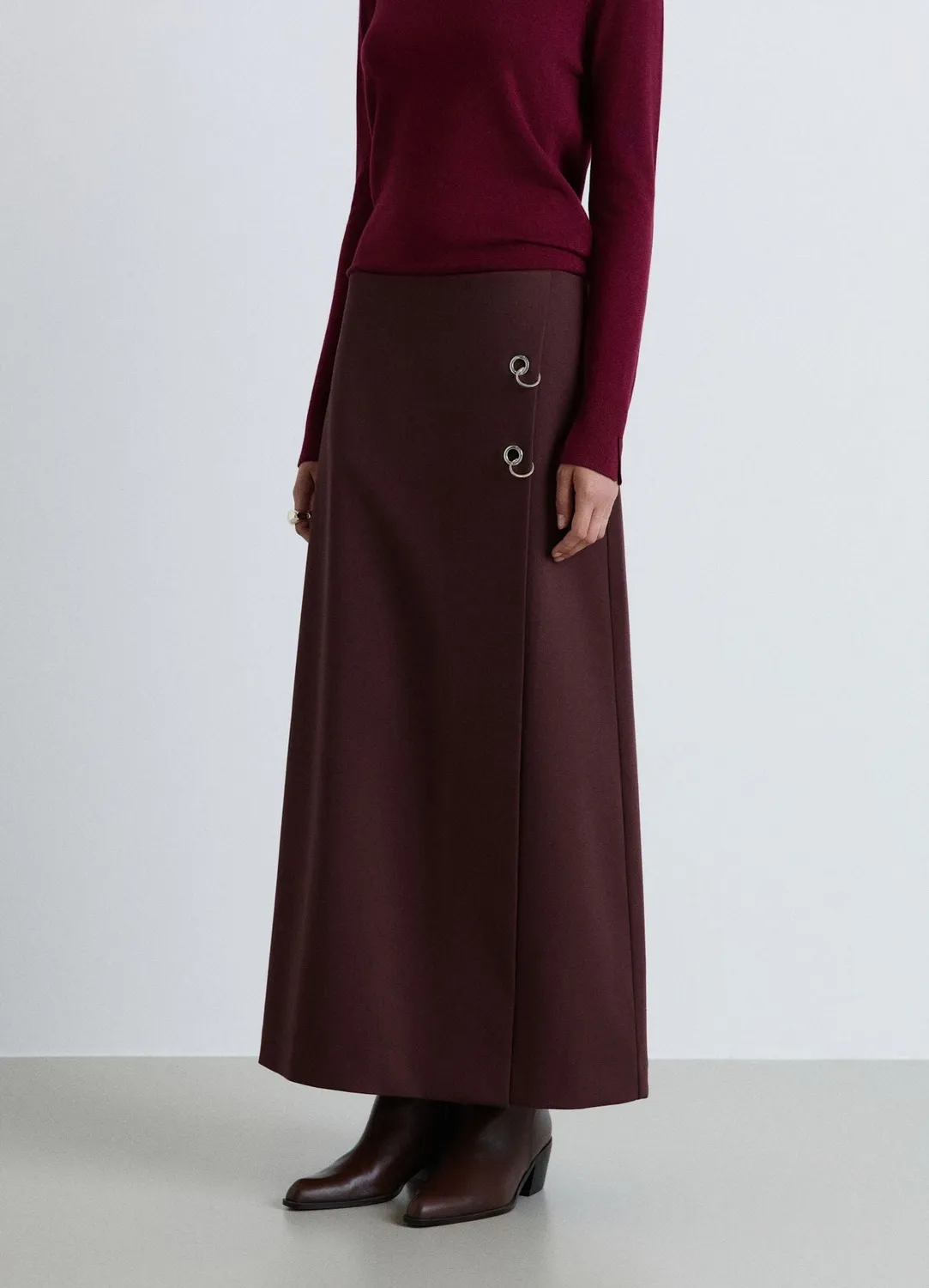 Calliope Circle jupe midi femme œillets taille haute