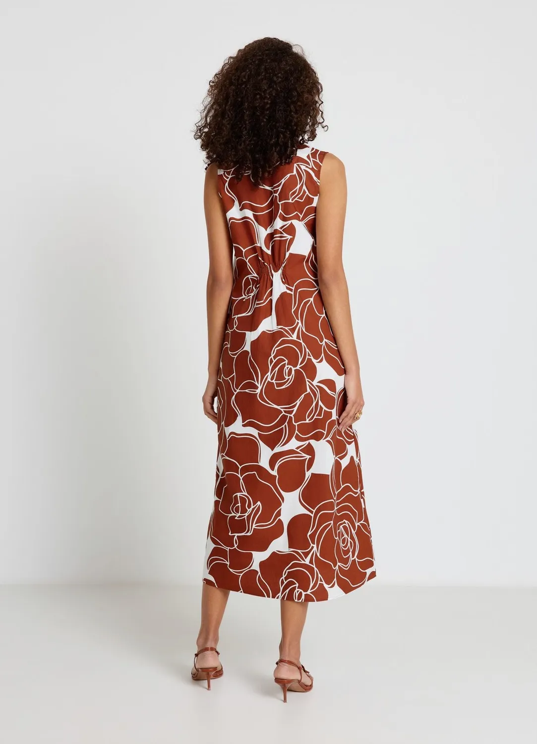 Calliope robe longue fleurie femme col V sans manches