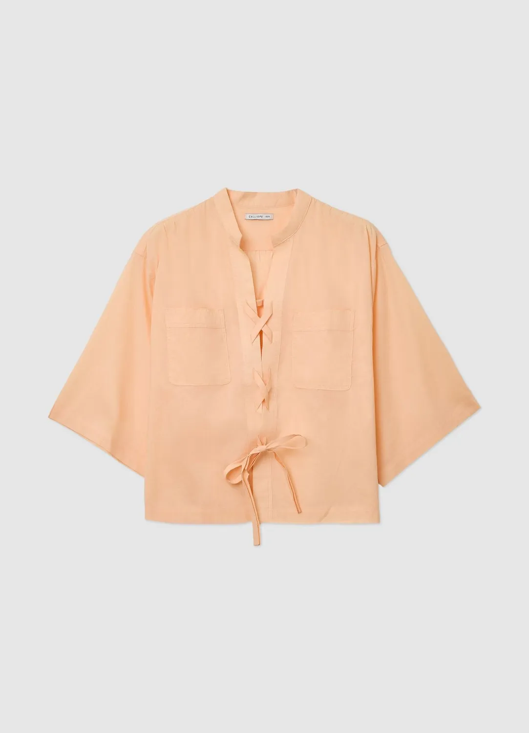 Calliope Chemise femme col mao lacets oversize