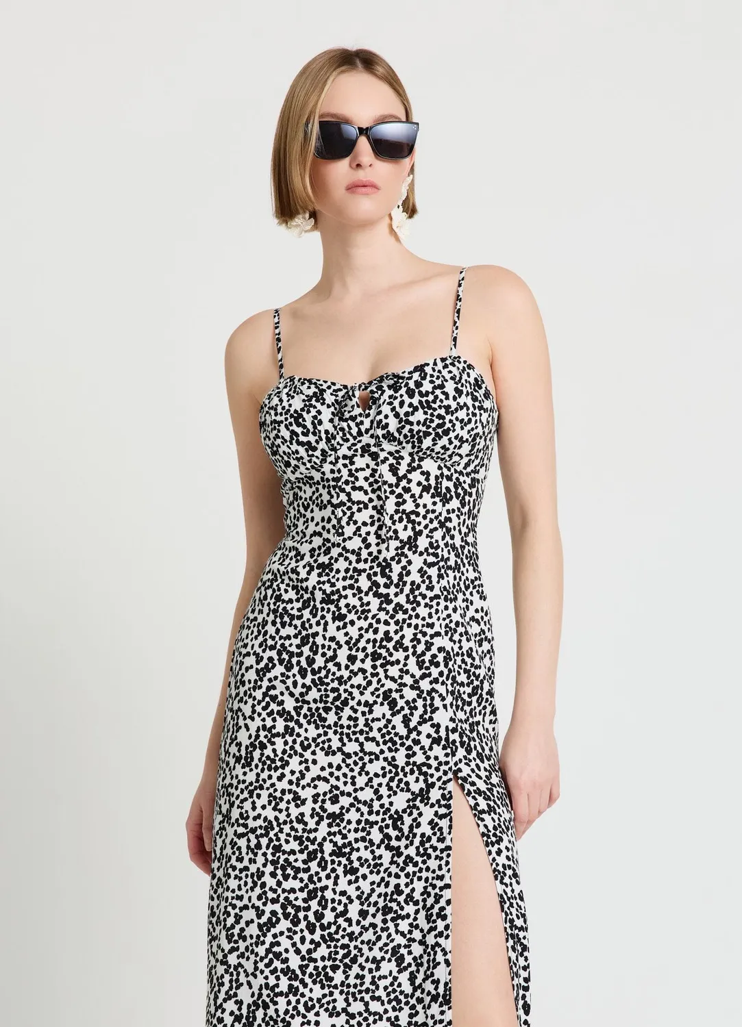 Calliope robe longue animalier fente col cœur femme