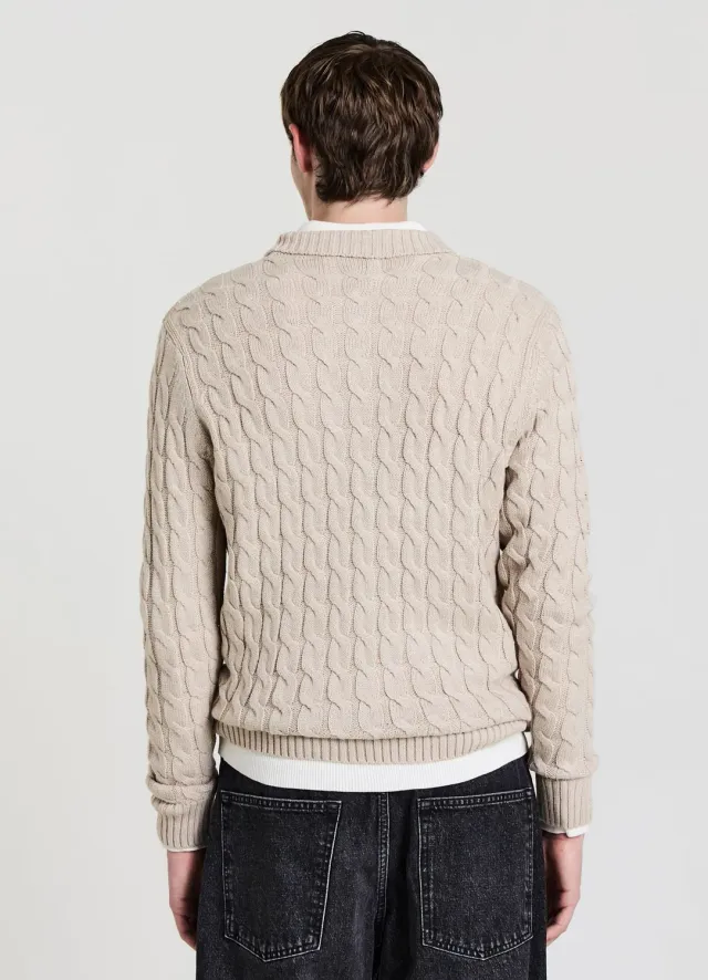 Calliope Pull torsades homme L col derby uni