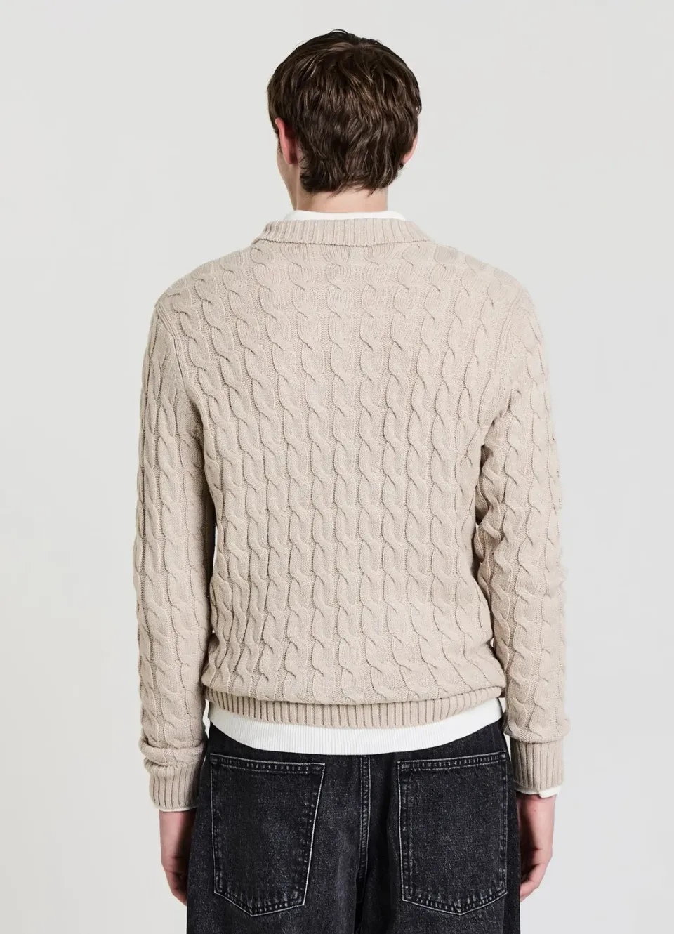 Calliope Pull torsades homme L col derby uni