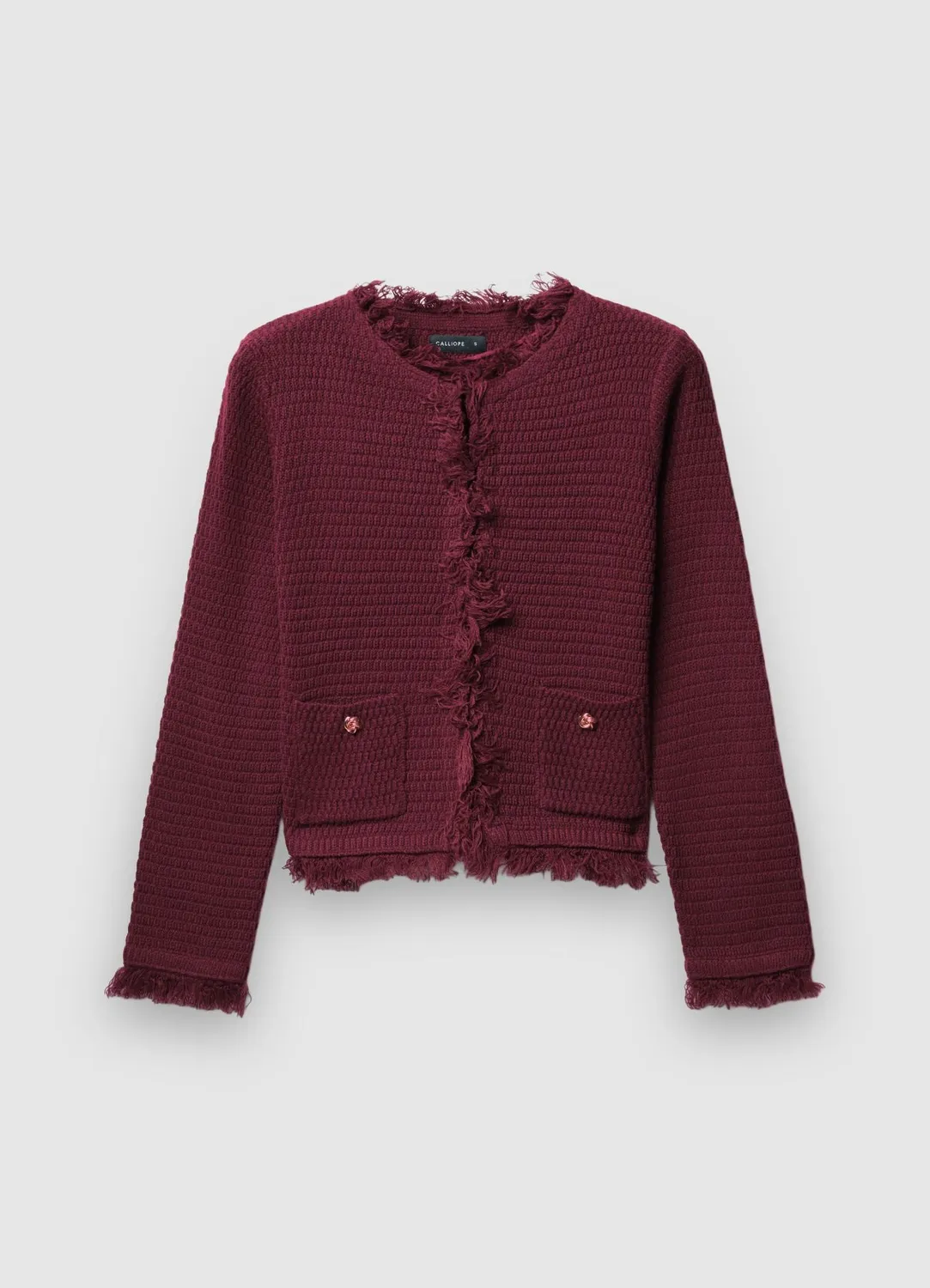 Calliope cardigan franges femme col rond poches