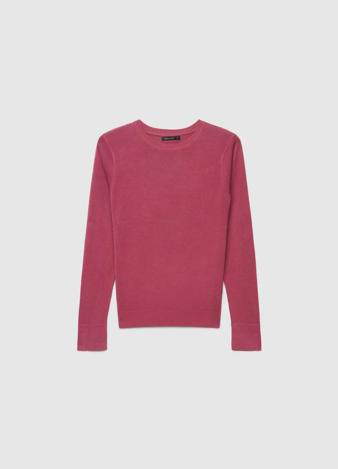 Calliope pull col rond femme uni manches longues côtelé
