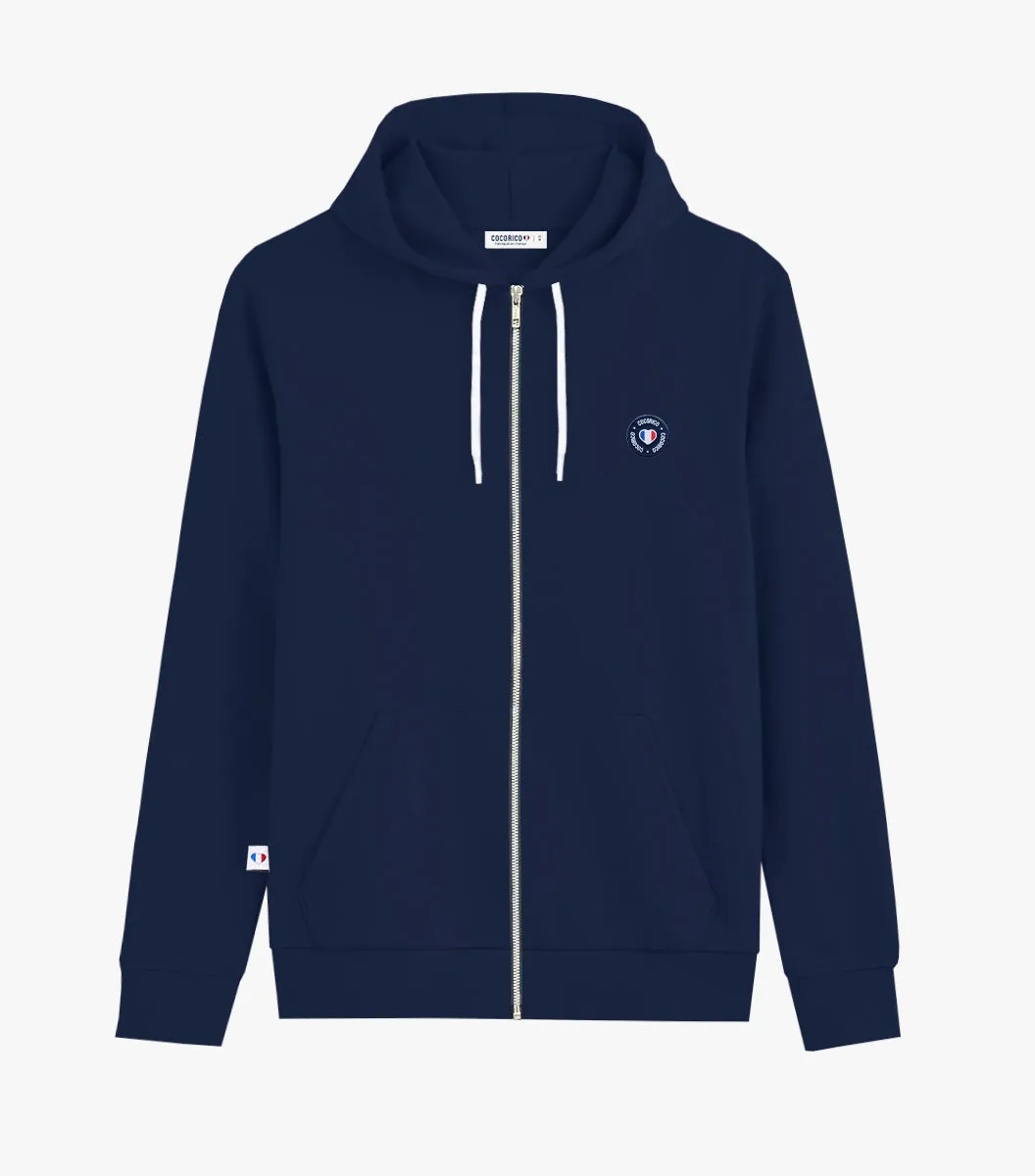 Cocorico Blason sweat zippé femme Marine capuche