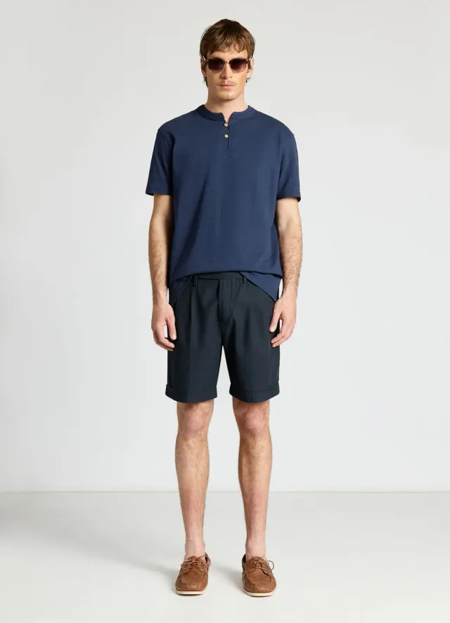 Calliope t-shirt homme col henley micro-rayé