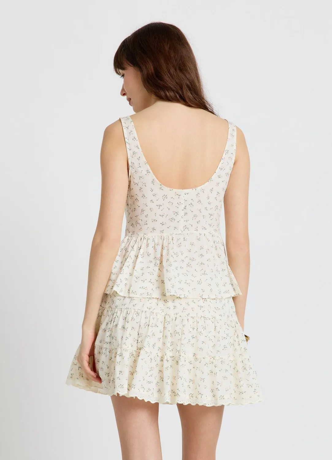 Calliope top peplum à fleurs femme col carré