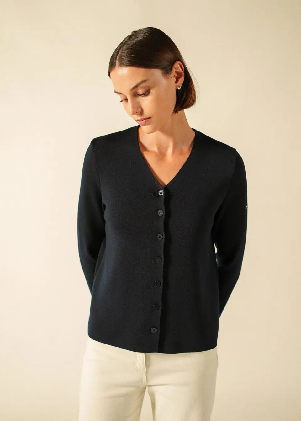 Saint James Brévands gilet navy laine col V