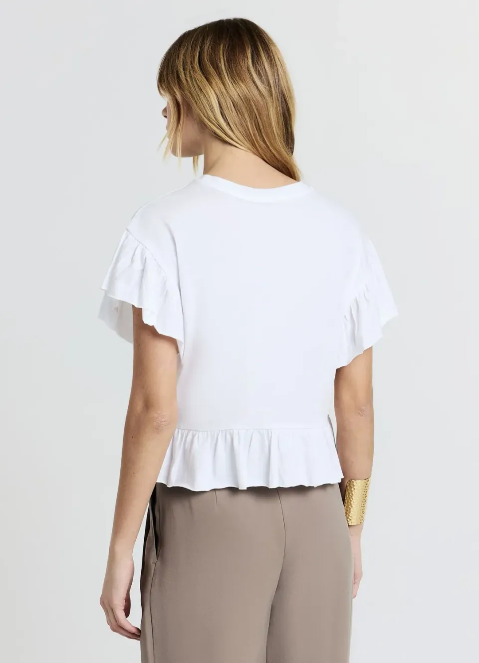 Calliope T-shirt volants coton femme col rond