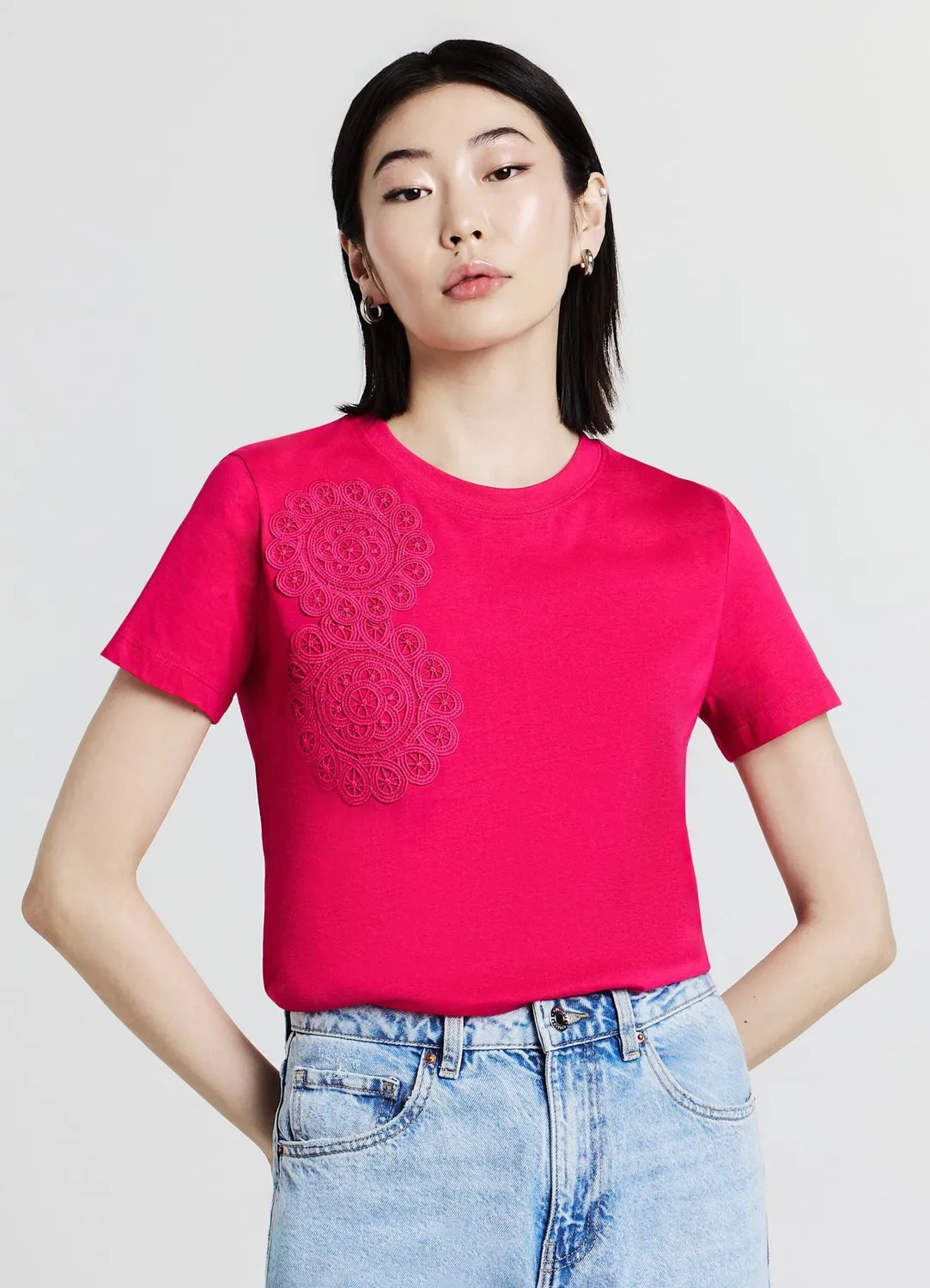 Calliope t-shirt femme coton inserts crochet
