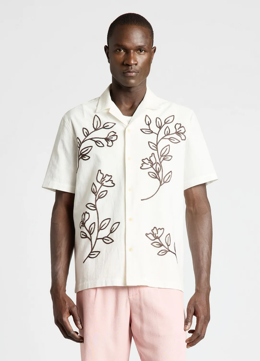 Calliope chemise bowling homme broderie florale manches courtes