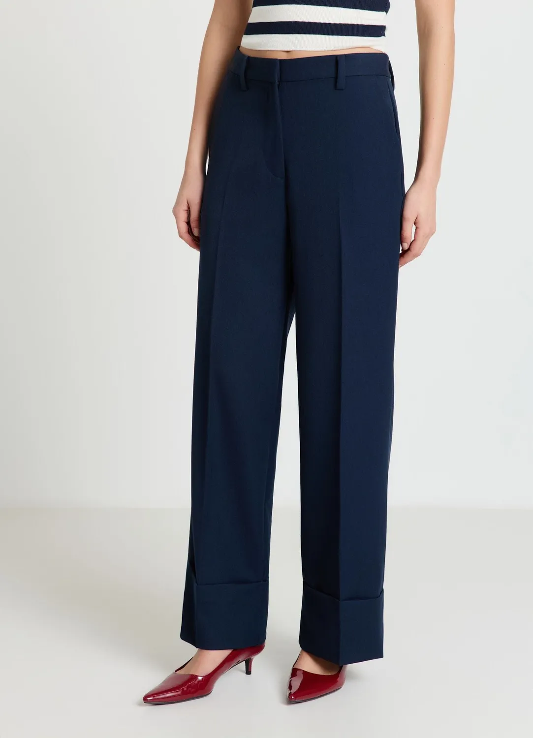 Calliope Pantalon palazzo uni femme revers