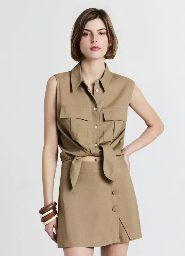 Calliope jupe-short unie femme fermeture latérale