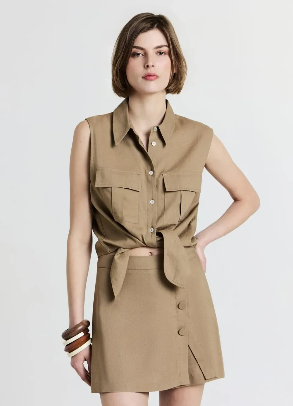 Calliope jupe-short unie femme fermeture latérale