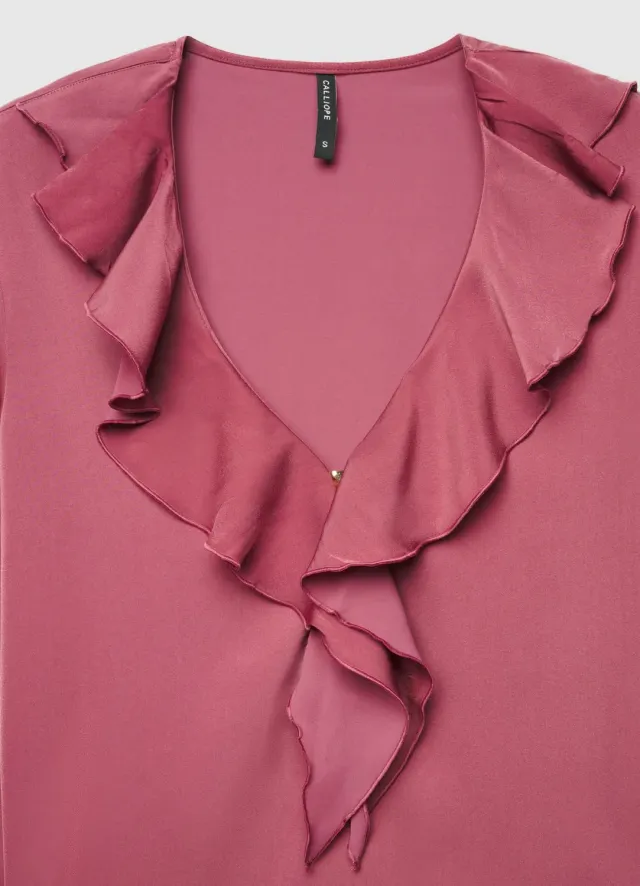 Calliope blouse unie volants col V femme