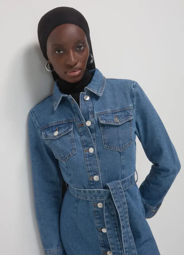 Calliope robe chemise denim femme à ceinture