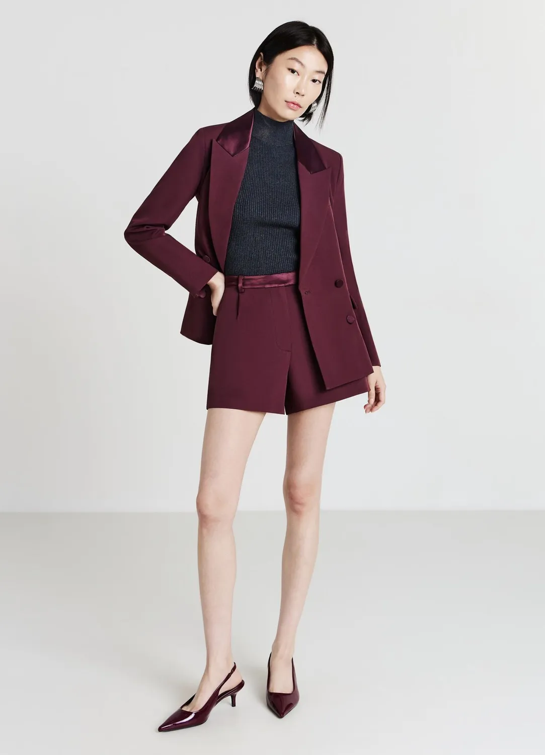 Calliope short habillé femme taille haute ceinture satinée
