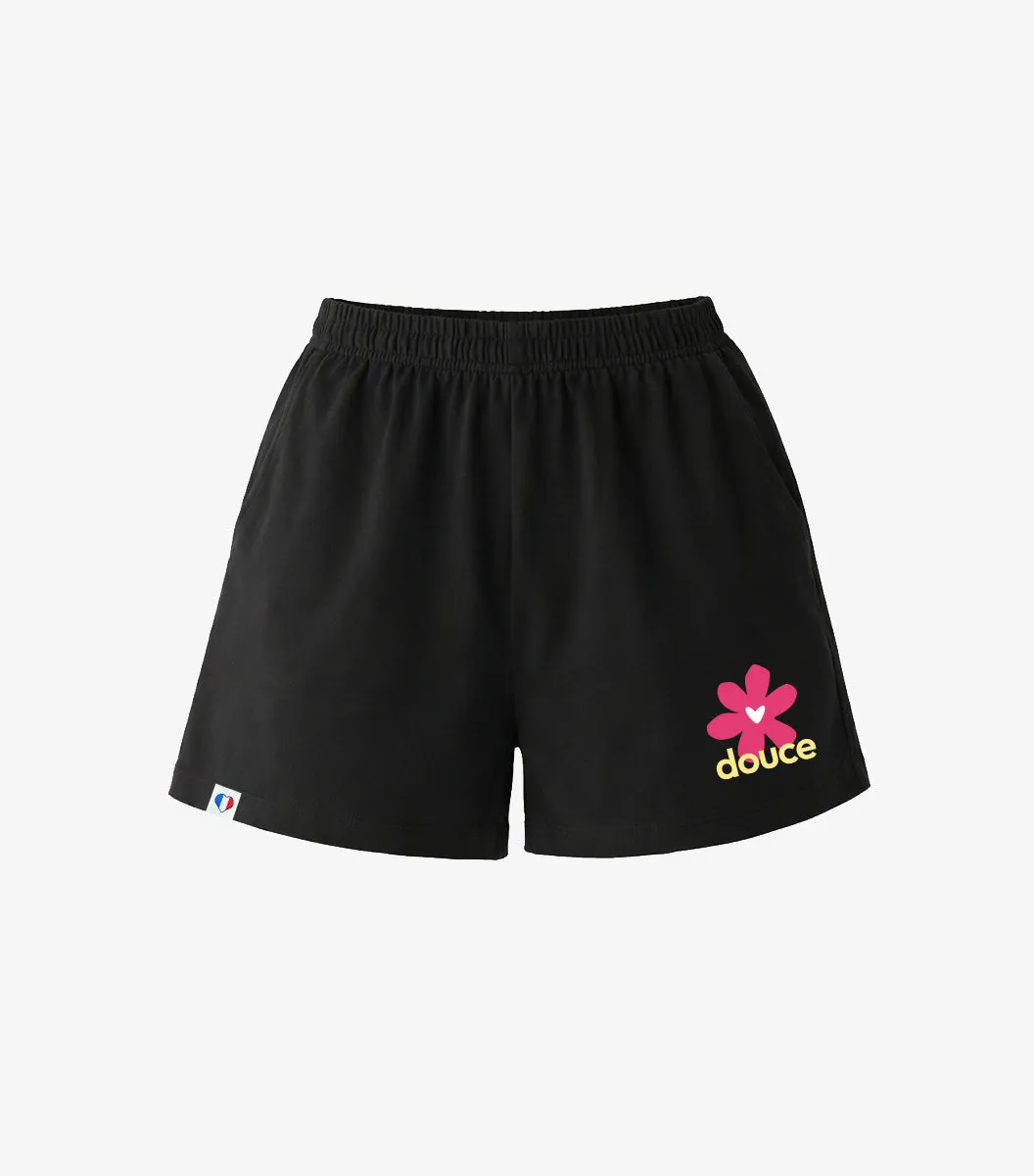 Cocorico Douce short pyjama femme noir coton