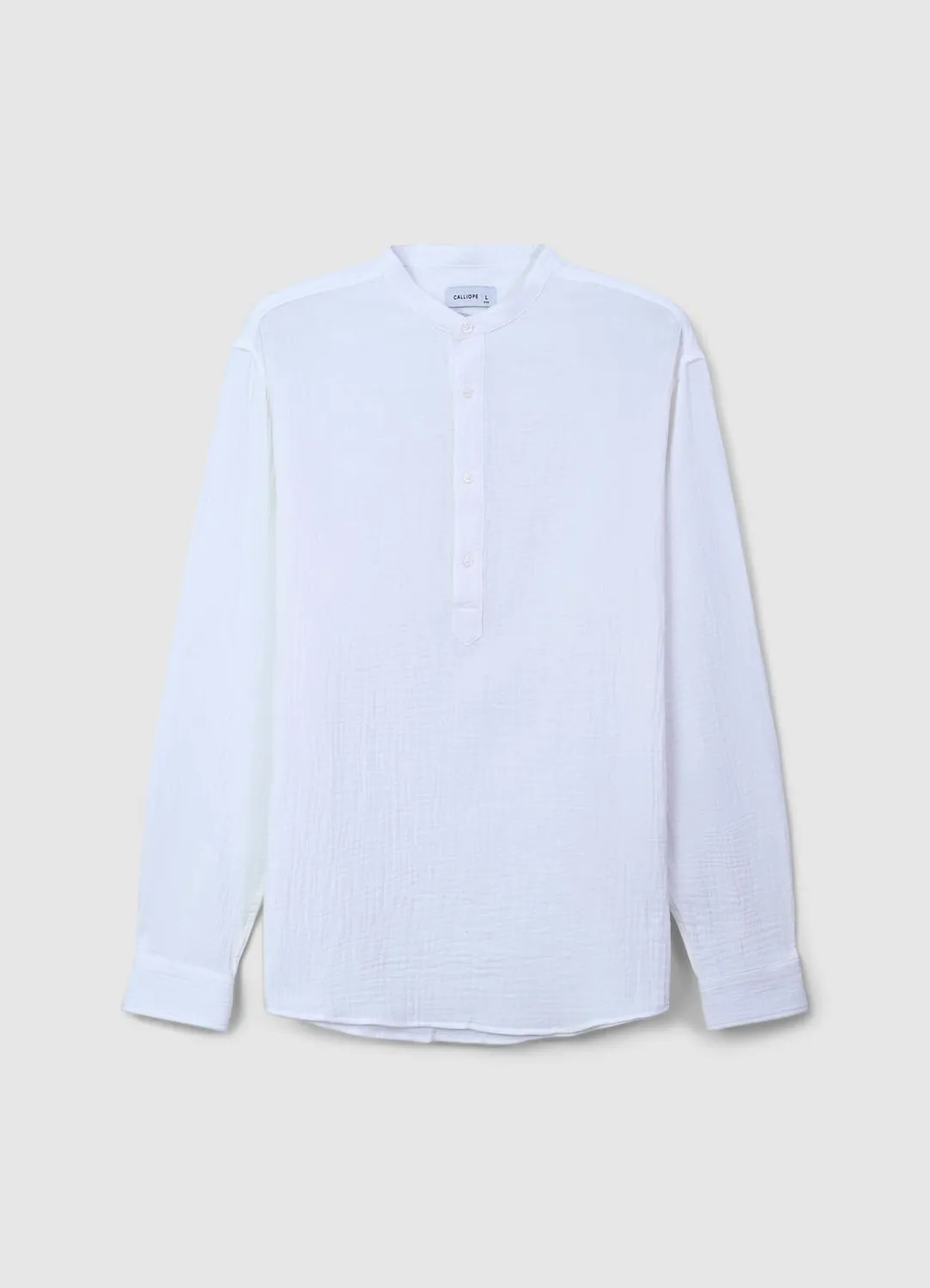 Calliope chemise col coréen coton gaufré homme