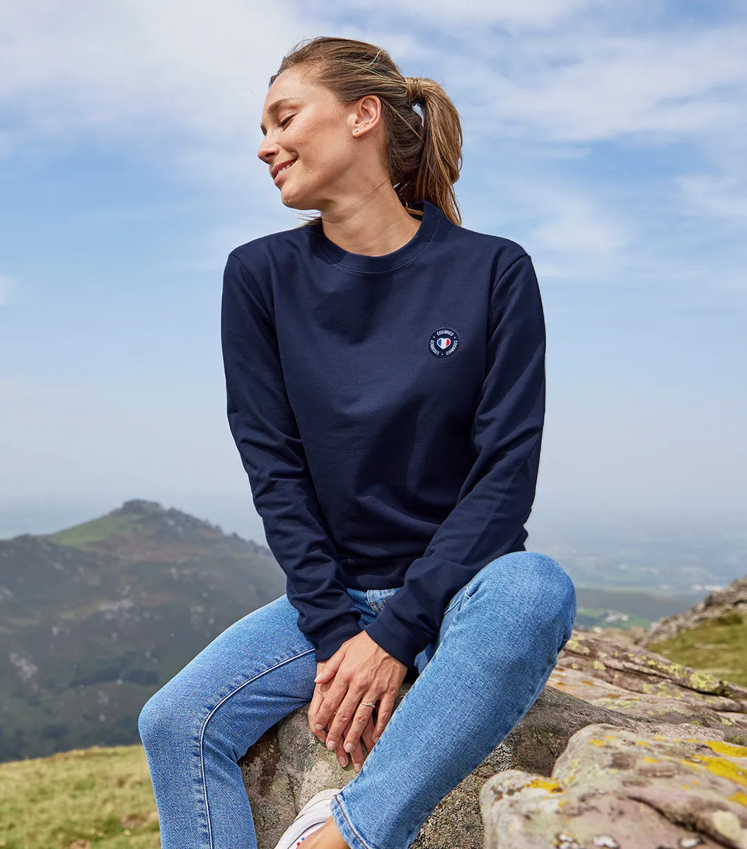 Cocorico Blason sweat femme marine coton