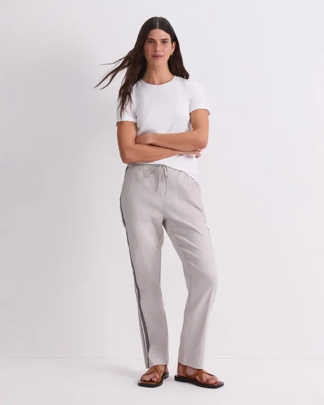 Sportscraft Rosa pantalon lin femme rayure latérale