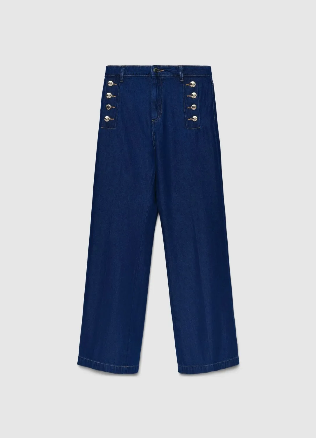 Calliope jean palazzo femme taille haute boutons cheville