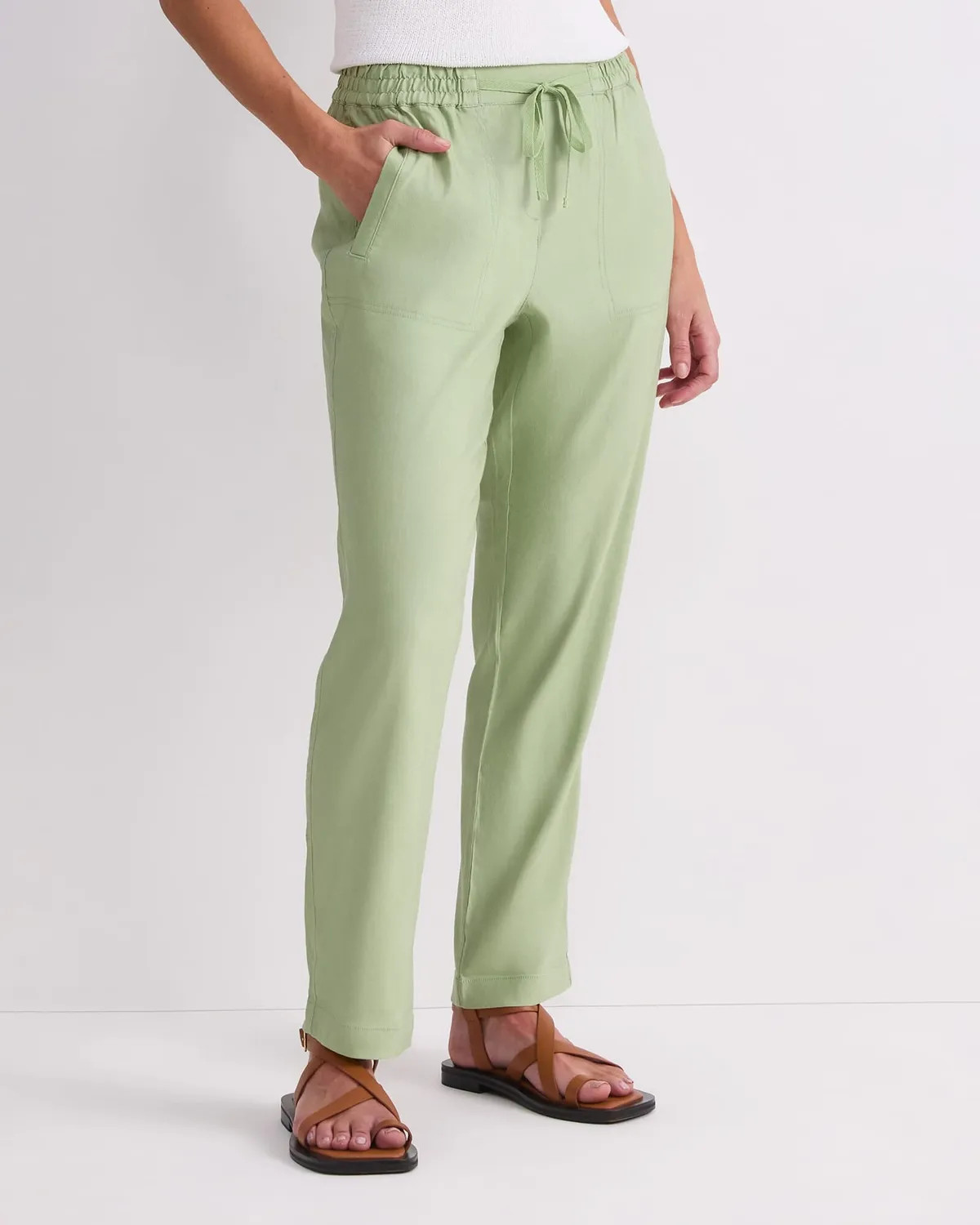 Sportscraft Rosa pantalon lin stretch taille cordon