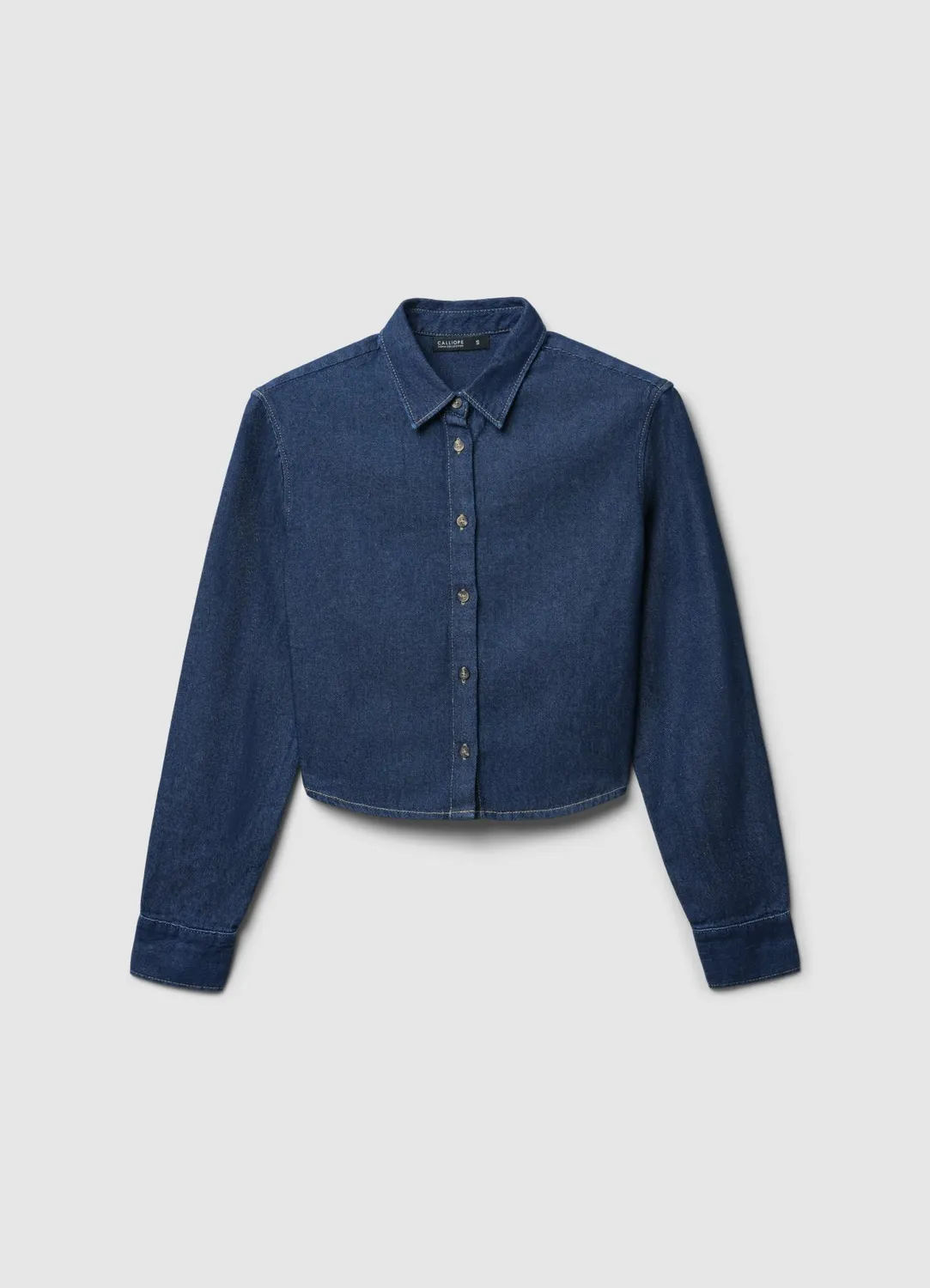 Calliope chemise crop denim femme manches longues