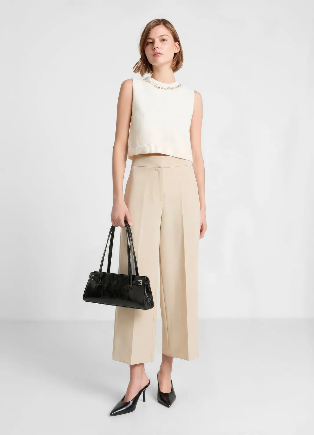 Calliope pantalon palazzo court femme uni