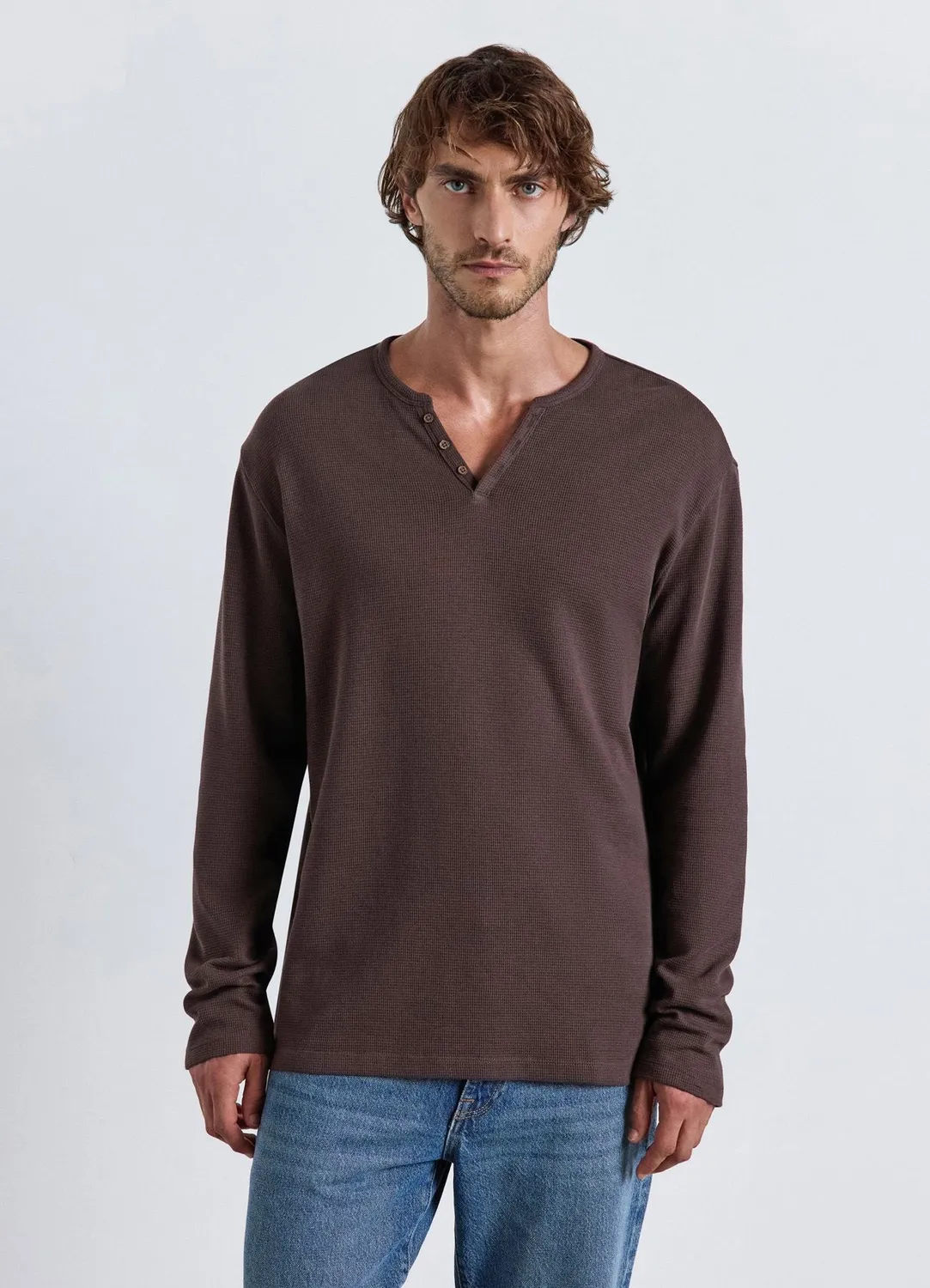 Calliope t-shirt waffle col serafino homme manches longues