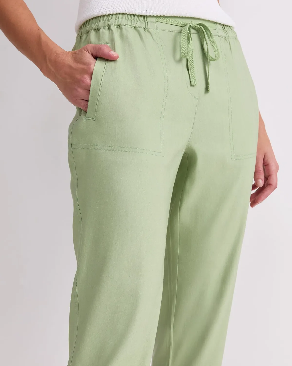 Sportscraft Rosa pantalon lin stretch taille cordon