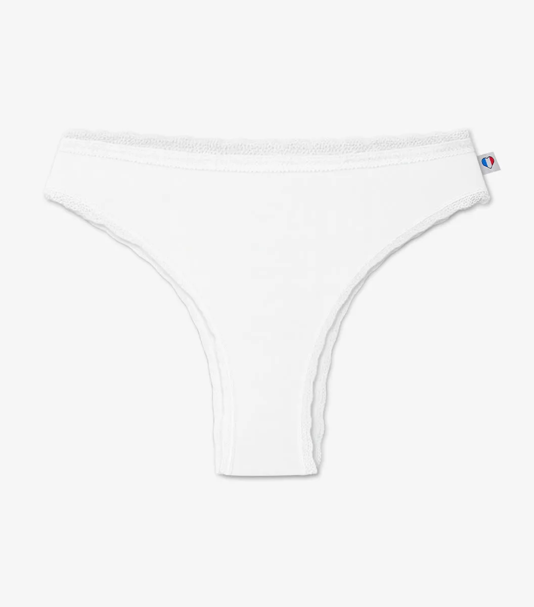 Cocorico Intemporel Dentelle tanga femme Blanc coton