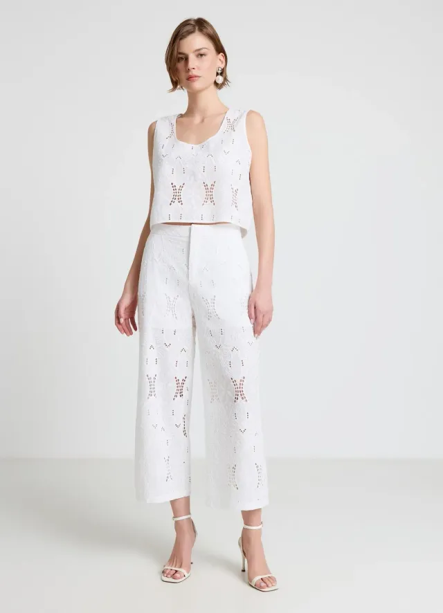 Calliope pantalon culotte femme sangallo brodé