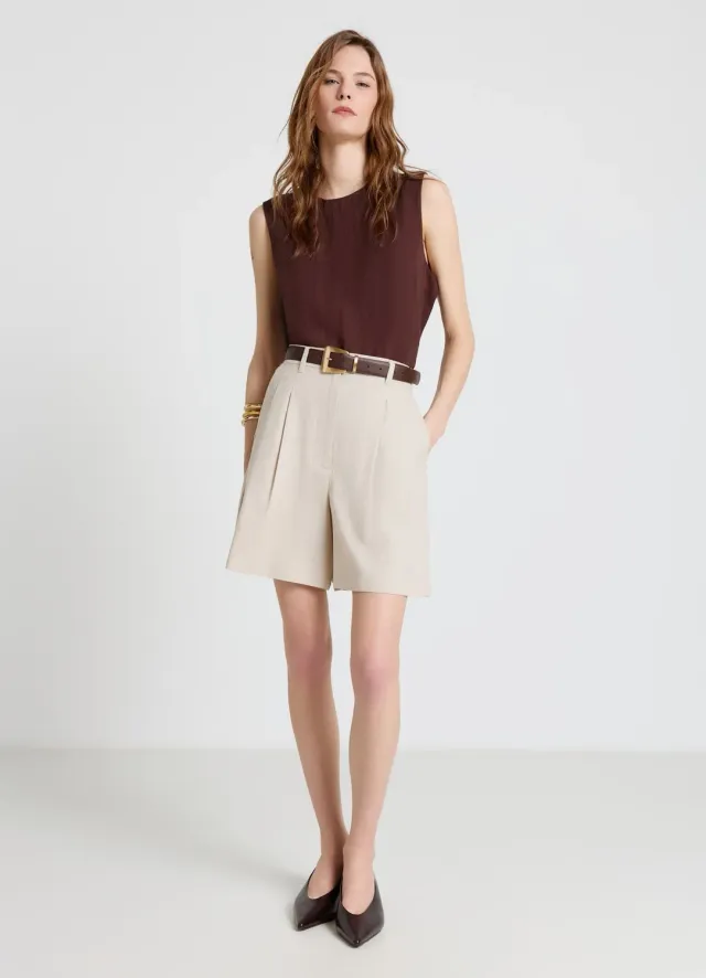 Calliope bermuda femme lin taille haute