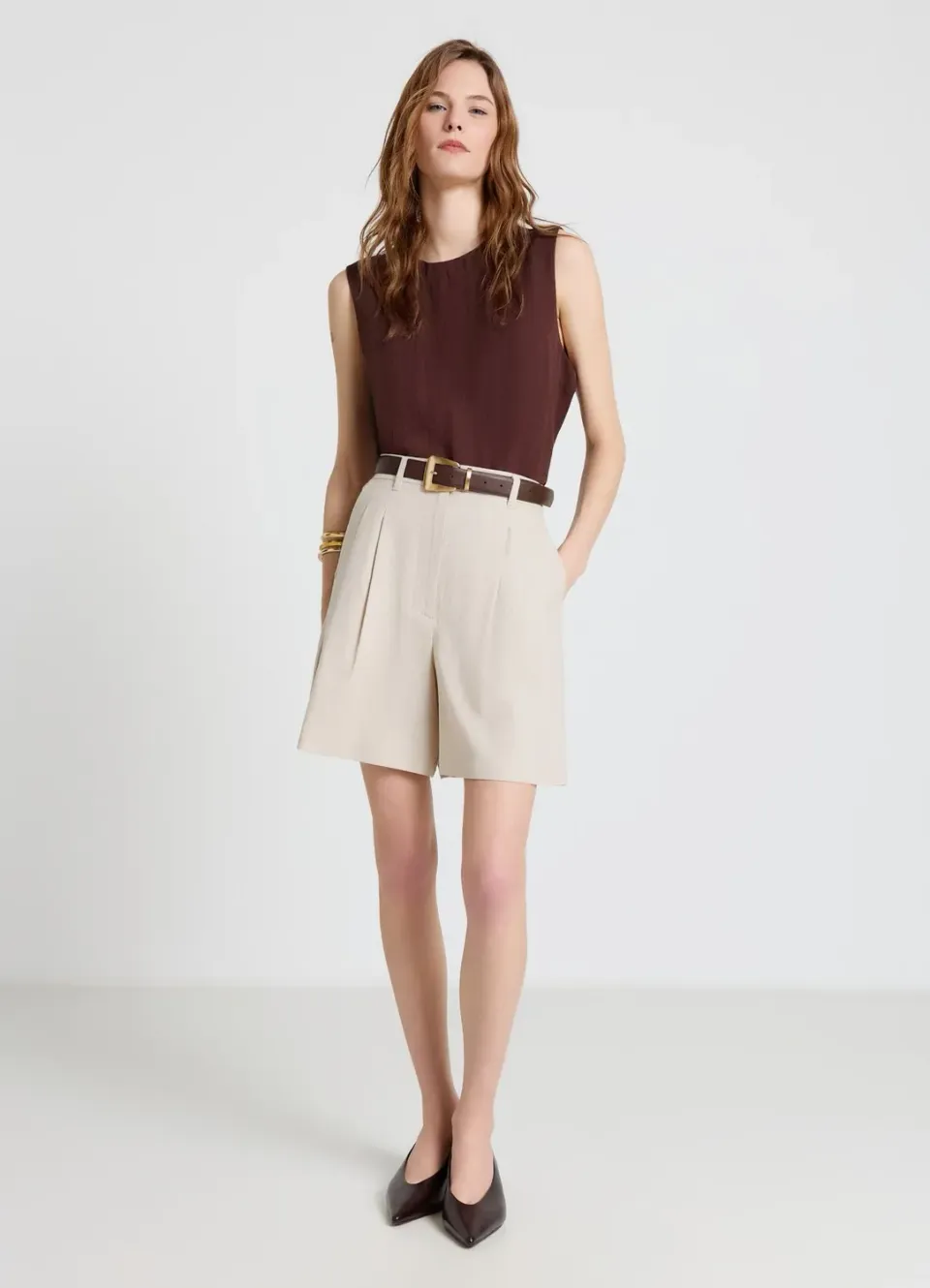 Calliope bermuda femme lin taille haute