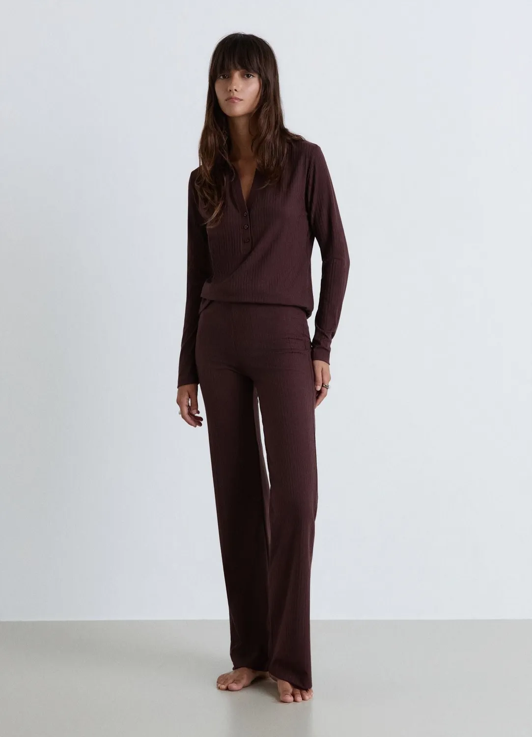 Calliope ensemble pyjama femme côtelé uni