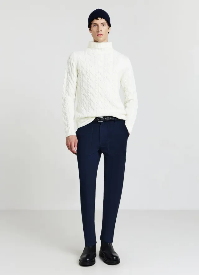 Calliope pull col roulé torsades homme